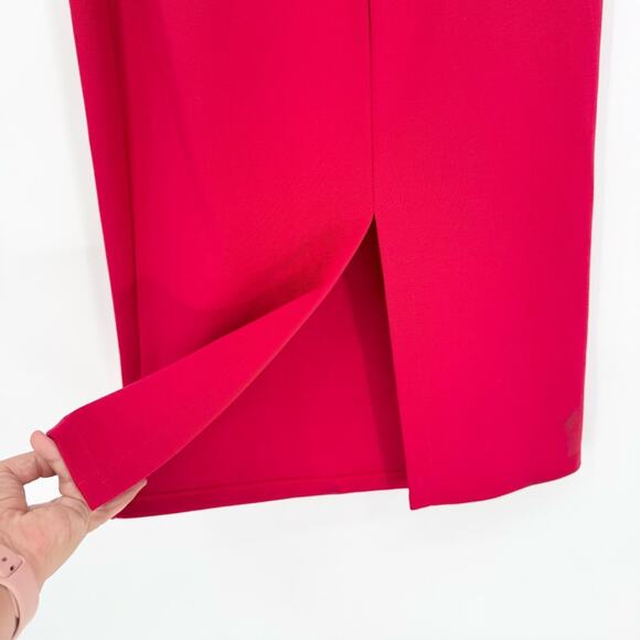 Marcella Women's Sonata Asymmetric Neckline Sheath Midi Dress Red S Glam Formal - Picture 10 of 15